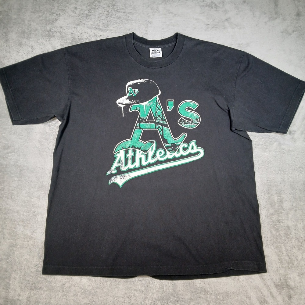 Pro Athletic Y2K T-Shirt Mens 2XL Black Graphic Cotton MLB Oakland A's